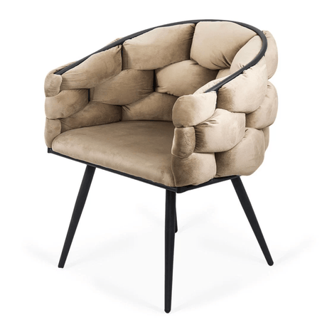 Scaun catifea bej picioare metalice BUC256 Eleonor