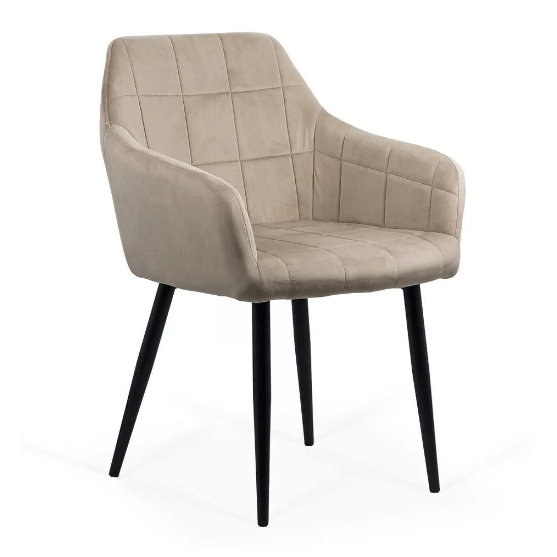 Scaun catifea bej picioare metalice BUC260 Checkers