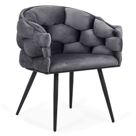 Scaun catifea gri picioare metalice BUC256 Eleonor
