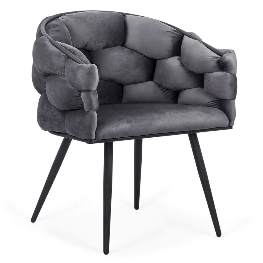 Scaun catifea gri picioare metalice BUC256 Eleonor