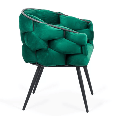 Scaun catifea verde picioare metalice BUC256 Eleonor