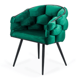 Scaun catifea verde picioare metalice BUC256 Eleonor