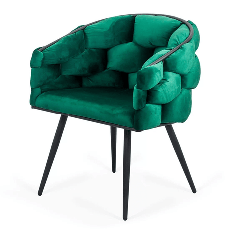 Scaun catifea verde picioare metalice BUC256 Eleonor