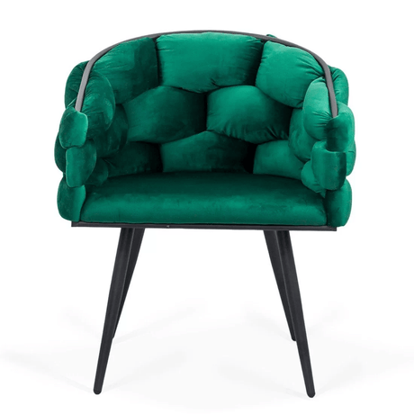 Scaun catifea verde picioare metalice BUC256 Eleonor