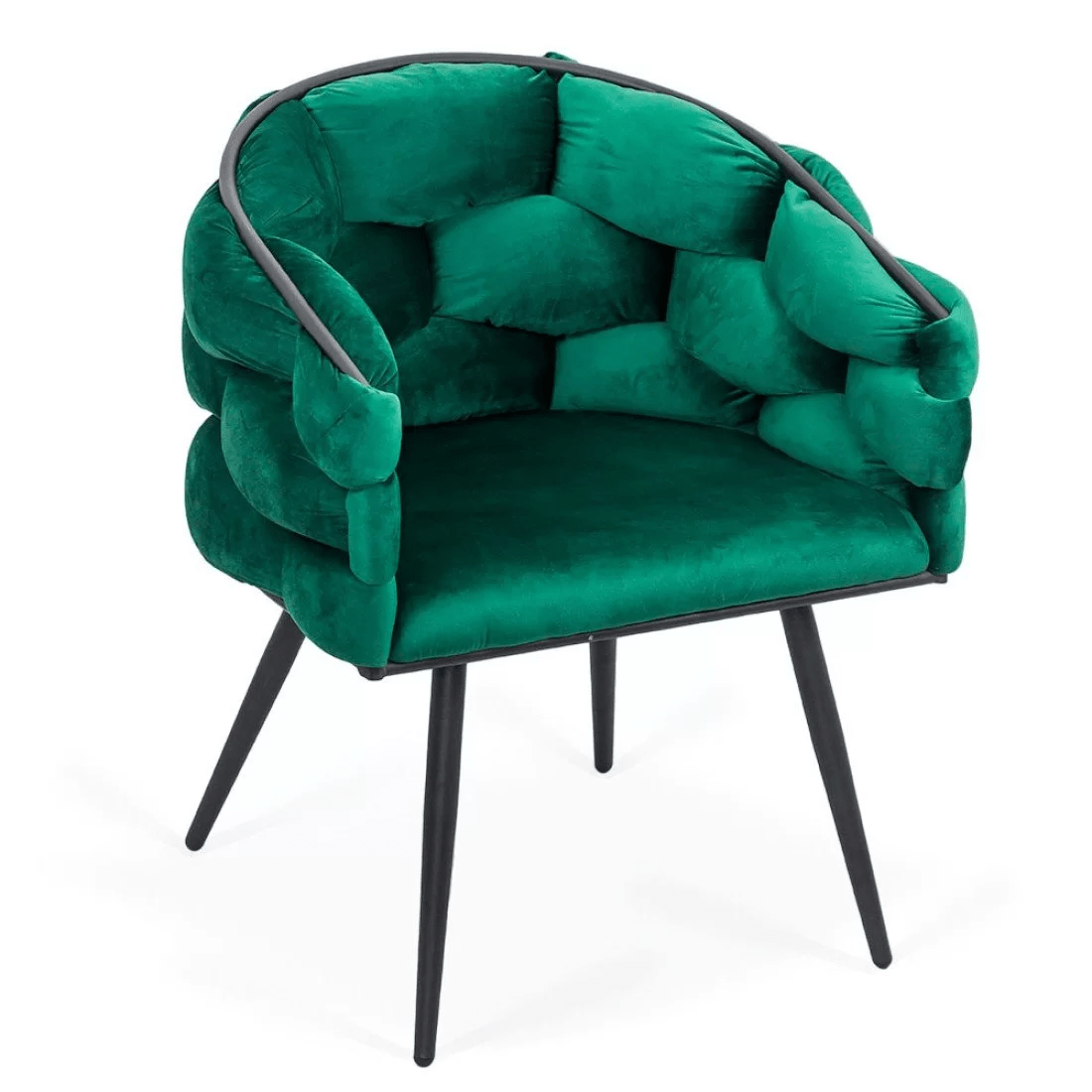 Scaun catifea verde picioare metalice BUC256 Eleonor