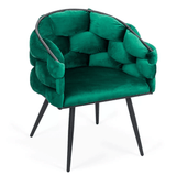Scaun catifea verde picioare metalice BUC256 Eleonor