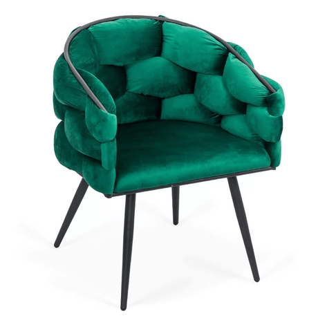 Scaun catifea verde picioare metalice BUC256 Eleonor