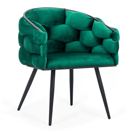 Scaun catifea verde picioare metalice BUC256 Eleonor