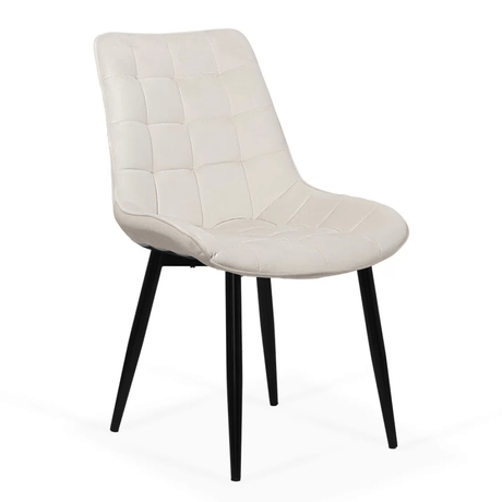 Scaun crem catifea cadru metalic negru BUC206 Cote D'Azur