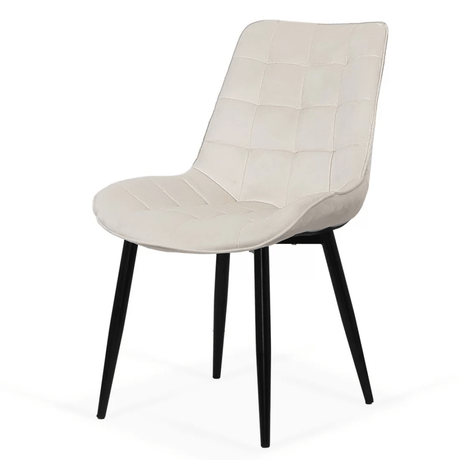 Scaun crem catifea cadru metalic negru BUC206 Cote D'Azur