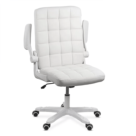 Scaun de birou cadru alb piele alba brate rabatabile OFF332 Unibreeze