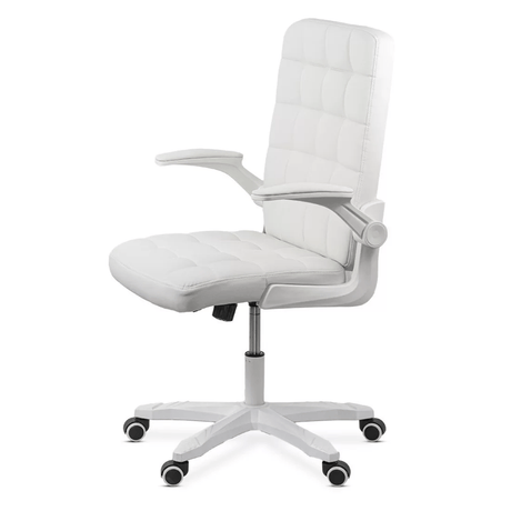 Scaun de birou cadru alb piele alba brate rabatabile OFF332 Unibreeze