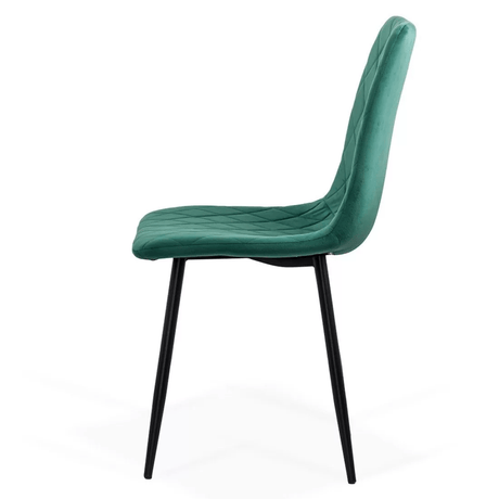Scaun dining verde catifea picioare metalice negre BUC209 Larix