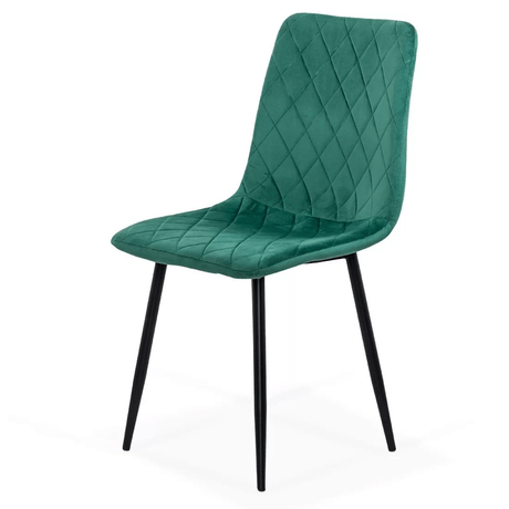 Scaun dining verde catifea picioare metalice negre BUC209 Larix
