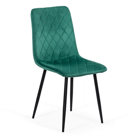 Scaun dining verde catifea picioare metalice negre BUC209 Larix