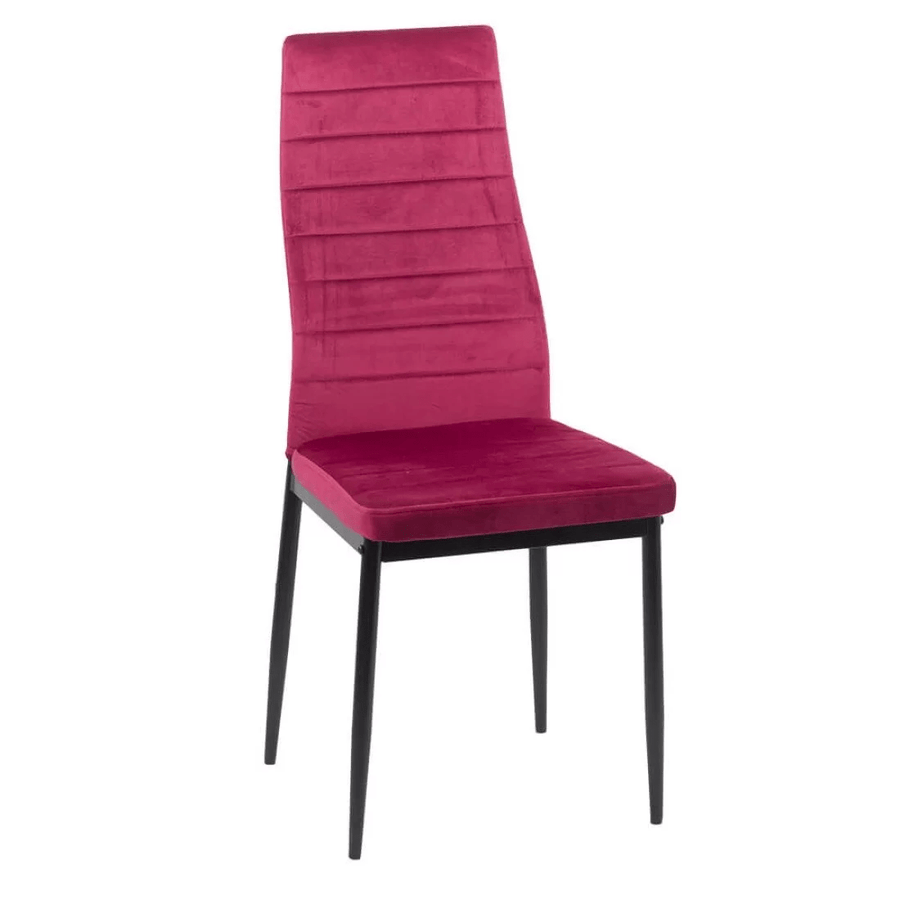 Scaun dining visiniu catifea cadru metalic negru BUC263V Sunset
