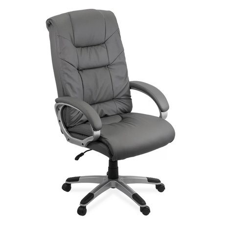 Scaun directorial gri piele ecologica mecanism balans semi-syncro rezistent 150kg OFF315 Majestic Moon