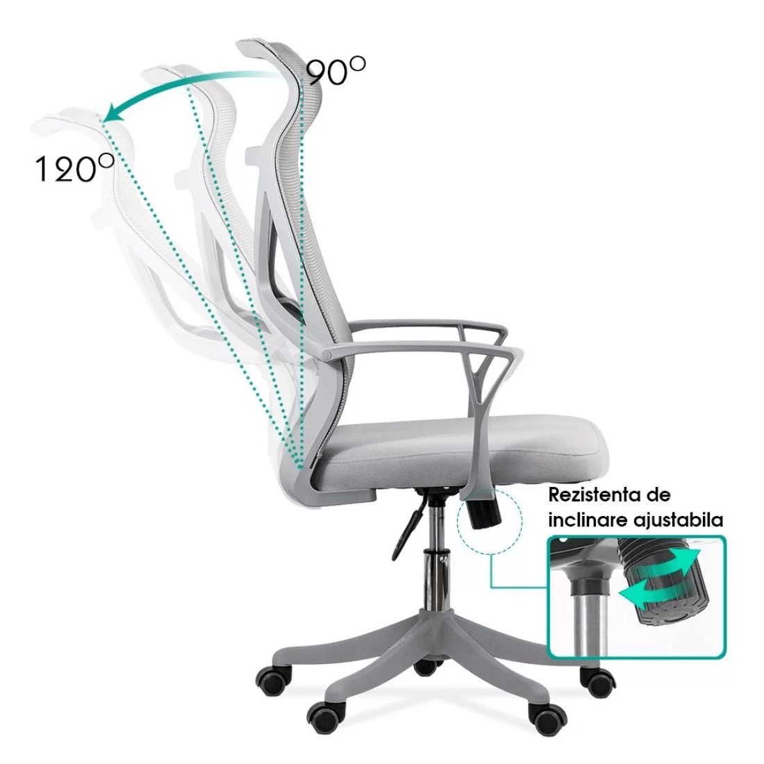 Scaun ergonomic gri, sezut buretat, spatar panza, OFF431 Aero Light
