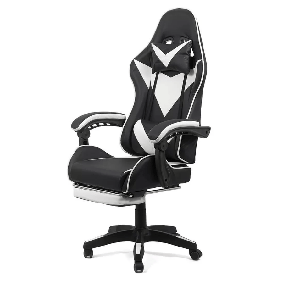 Scaun gaming alb negru piele relaxare OFF299 Thronus