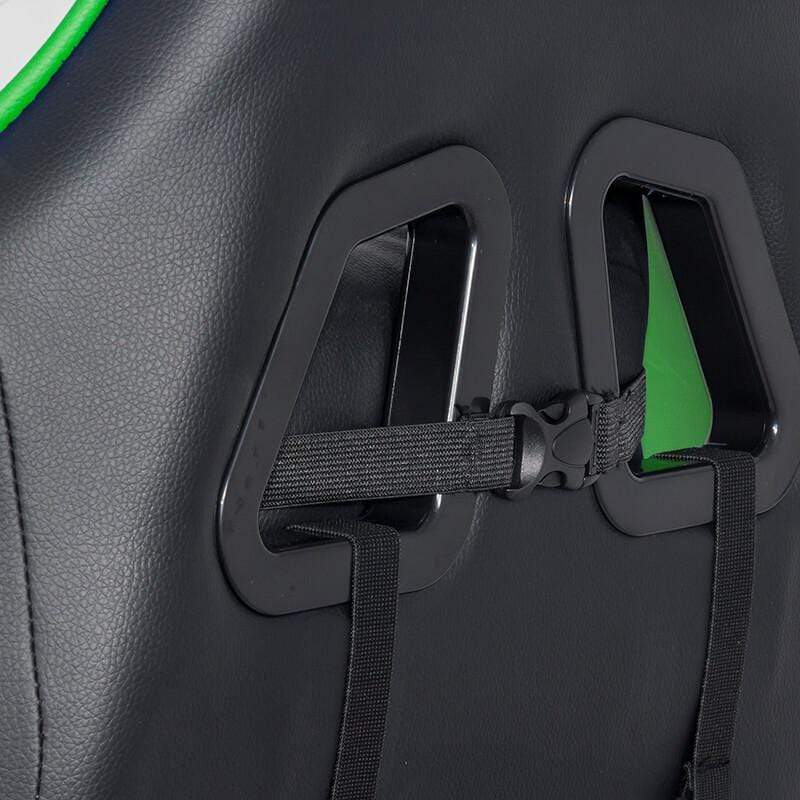 Scaun gaming piele verde brate ajustabile perne lombare OFF306 Jet Max