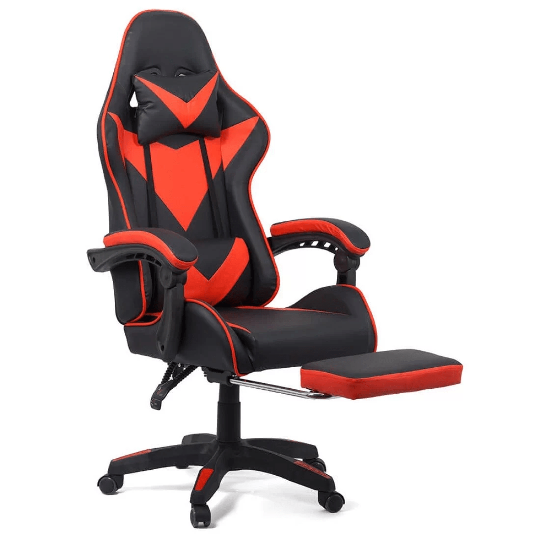 Scaun gaming rosu negru piele relaxare OFF299 Thronus