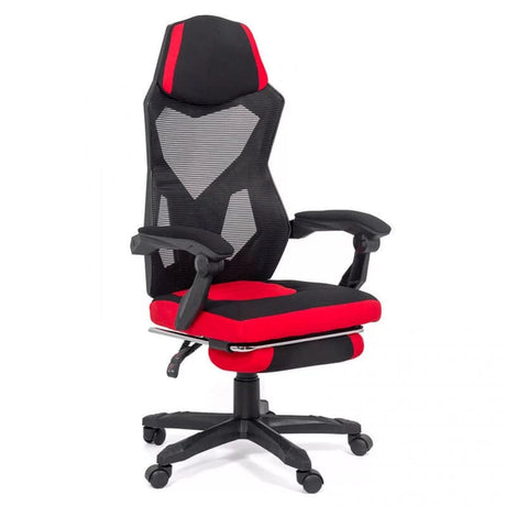 Scaun gaming stofa sezut buretat spatar plasa extensibil OFF304 Raptor ROSU