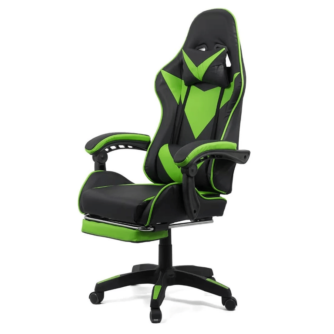 Scaun gaming verde negru piele relaxare OFF299 Thronus
