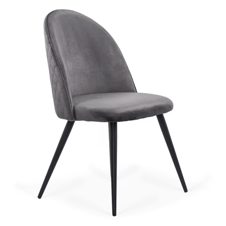 Scaun gri catifea cadru metalic negru BUC207 Retreat