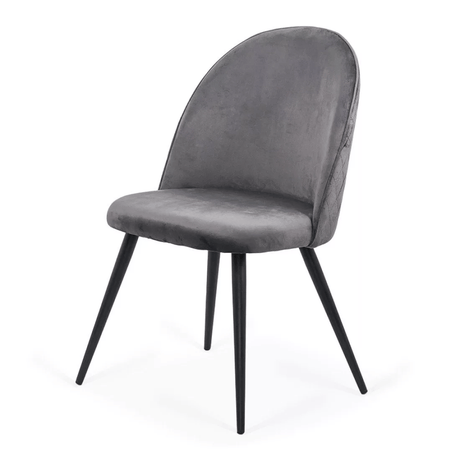 Scaun gri catifea cadru metalic negru BUC207 Retreat