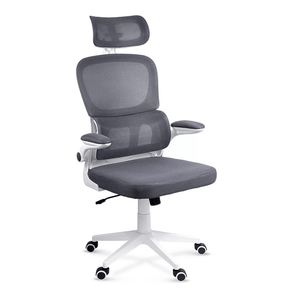 Scaun gri stofa cadru alb brate rabatabile OFF432 Artech