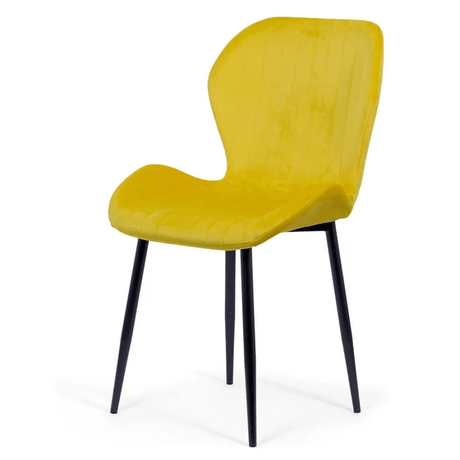 Scaun living galben catifea cadru negru BUC248 Princess Manor