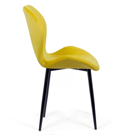 Scaun living galben catifea cadru negru BUC248 Princess Manor