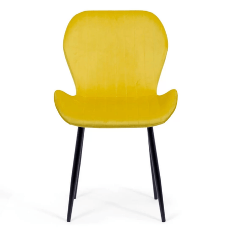 Scaun living galben catifea cadru negru BUC248 Princess Manor