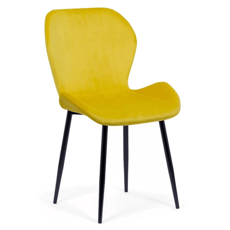Scaun living galben catifea cadru negru BUC248 Princess Manor