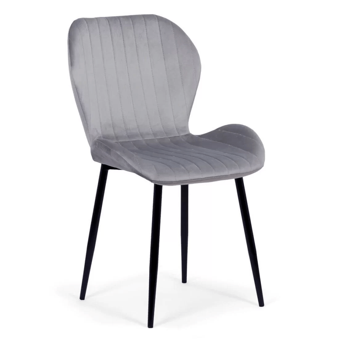 Scaun living gri catifea cadru negru BUC248 Princess Manor