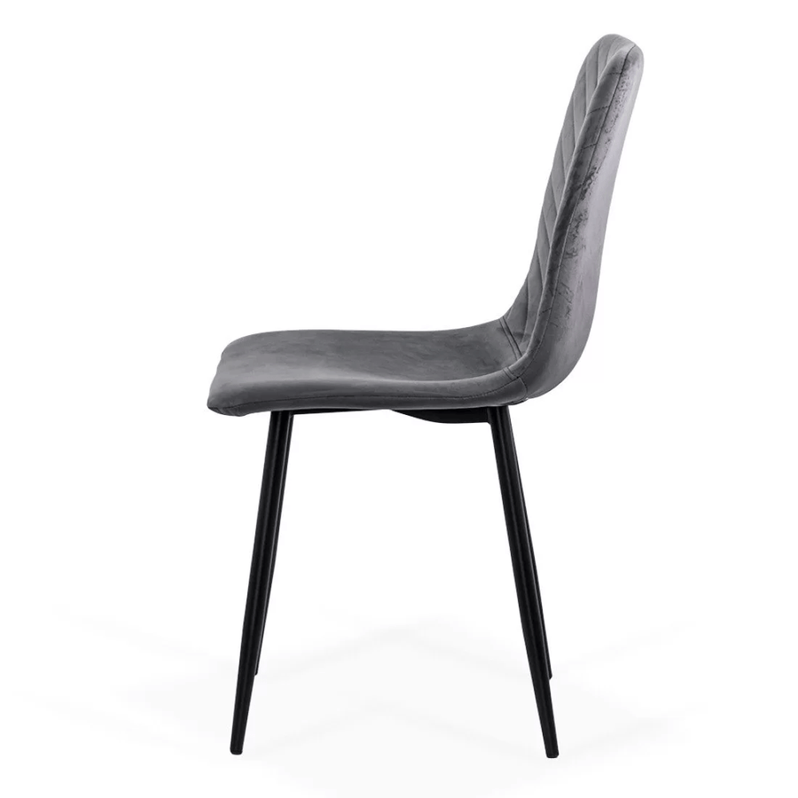 Scaun living gri catifea picioare metalice negre BUC208 Forest