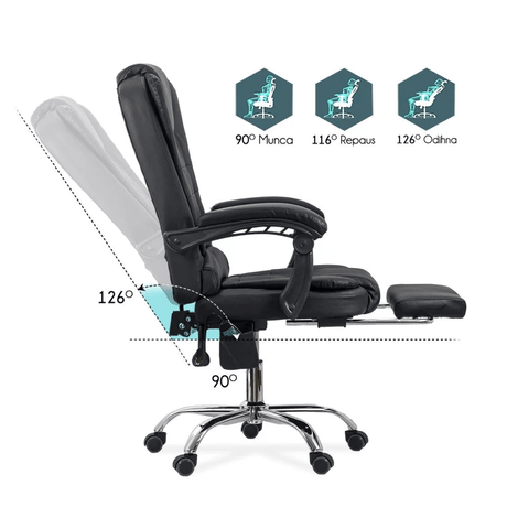 Scaun masaj extensibil negru piele 120 kg OFF418M Resto