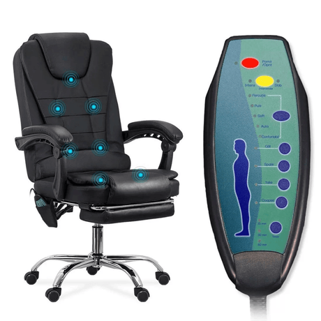 Scaun masaj extensibil negru piele 120 kg OFF418M Resto