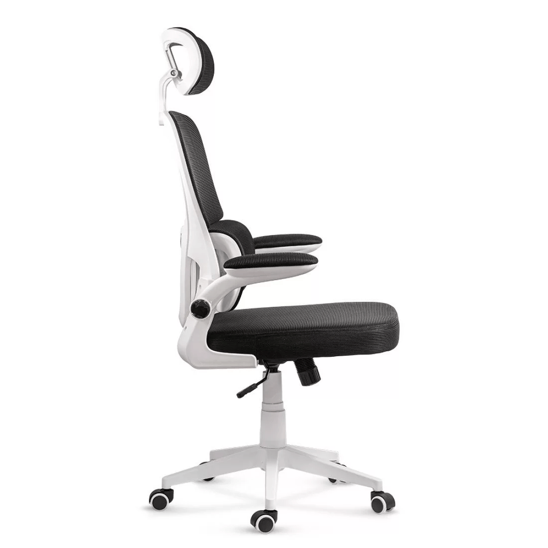 Scaun negru stofa cadru alb brate rabatabile OFF432 Artech