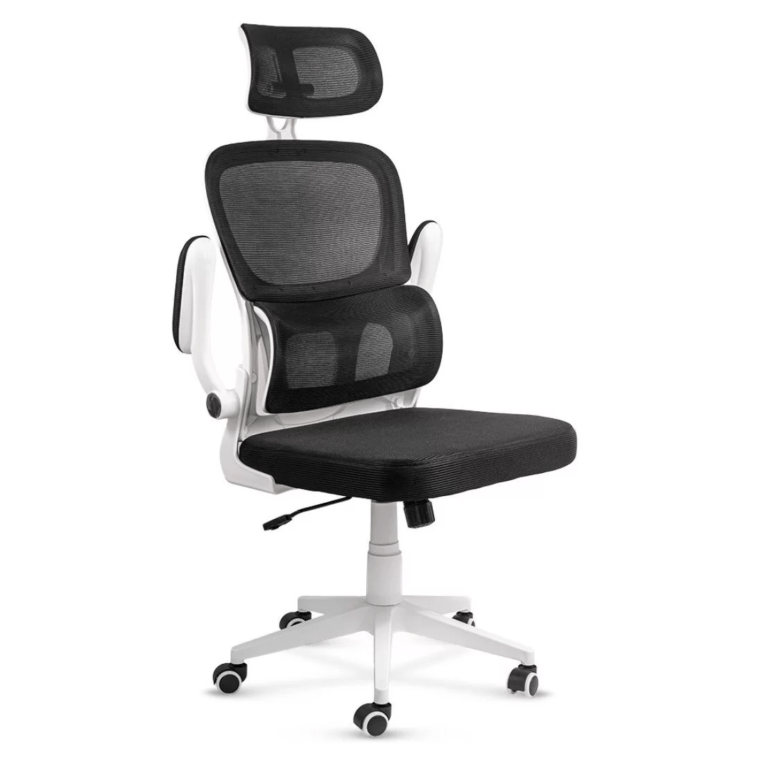 Scaun negru stofa cadru alb brate rabatabile OFF432 Artech