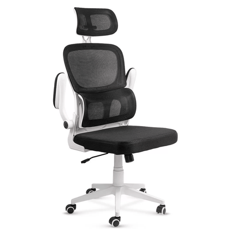 Scaun negru stofa cadru alb brate rabatabile OFF432 Artech