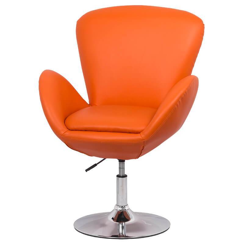 Scaun relaxare portocaliu piele ecologica cadru cromat rotativ baza rotunda REL406 Tulip Joy
