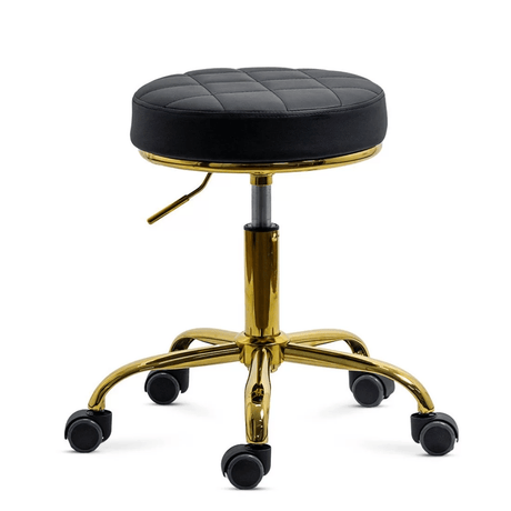 Scaun tehnic piele cadru auriu reglabil OFF1023 Piano NEGRU