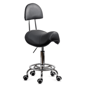 Scaun tehnic piele cadru cromat reglabil OFF1022 Rider NEGRU