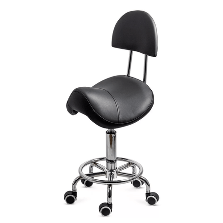 Scaun tehnic piele cadru cromat reglabil OFF1022 Rider NEGRU