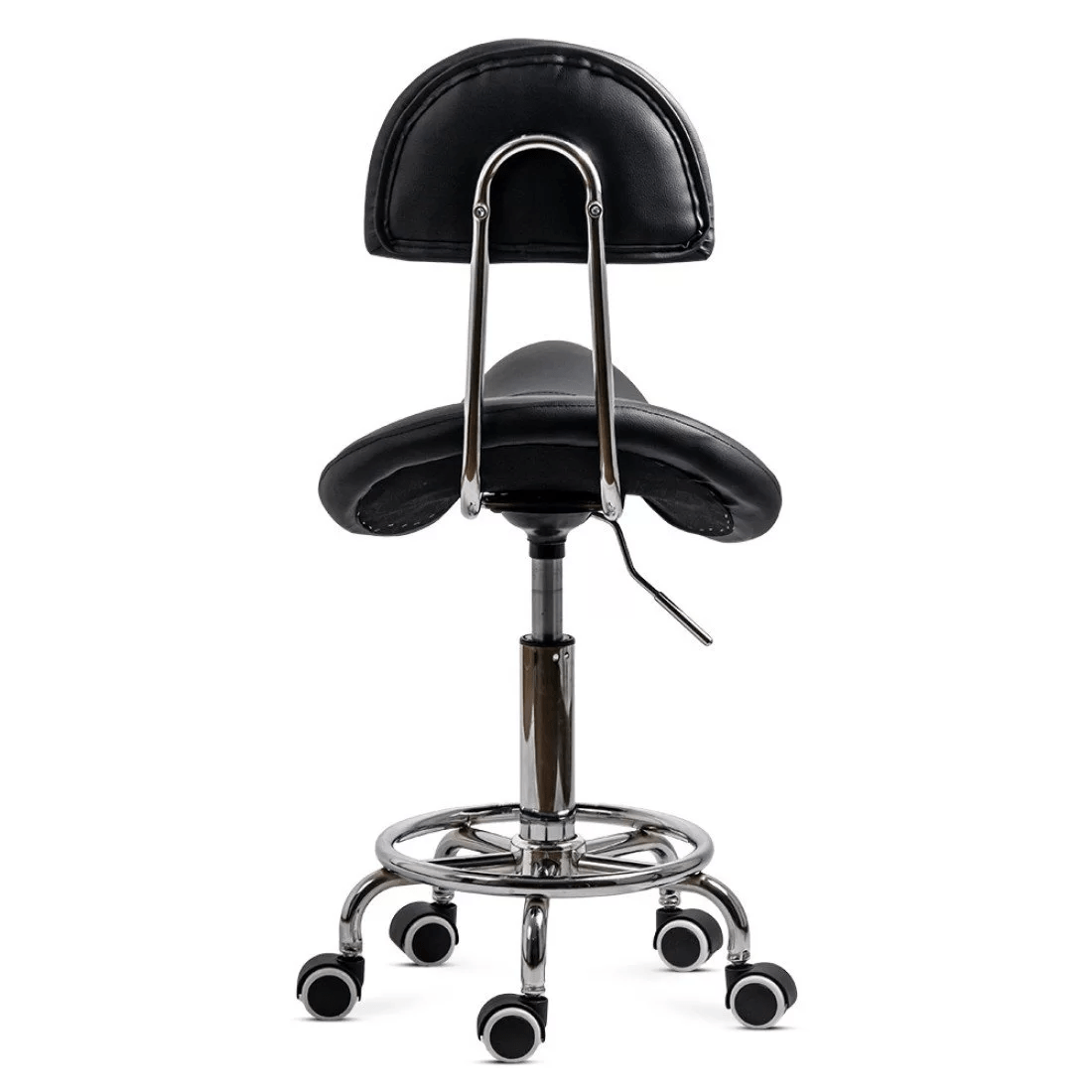 Scaun tehnic piele cadru cromat reglabil OFF1022 Rider NEGRU