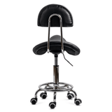 Scaun tehnic piele cadru cromat reglabil OFF1022 Rider NEGRU