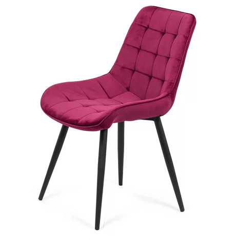 Scaun visiniu catifea cadru metalic negru BUC206 Cote D'Azur
