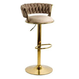 Scaun bar catifea cadru auriu ajustabil ABS118 Cloudberry BEJ