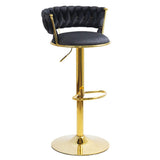 Scaun bar catifea cadru auriu ajustabil ABS118 Cloudberry NEGRU